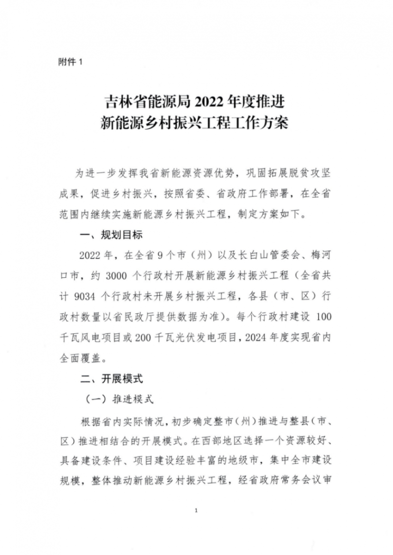 吉林省能源局發(fā)布全國首個出臺的省級“新能源+鄉(xiāng)村振興”方案！